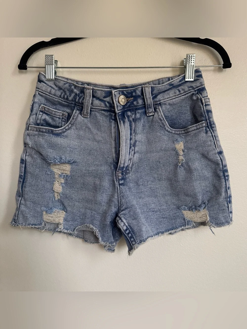 Justice Light Blue Distressed Denim Jean Shorts